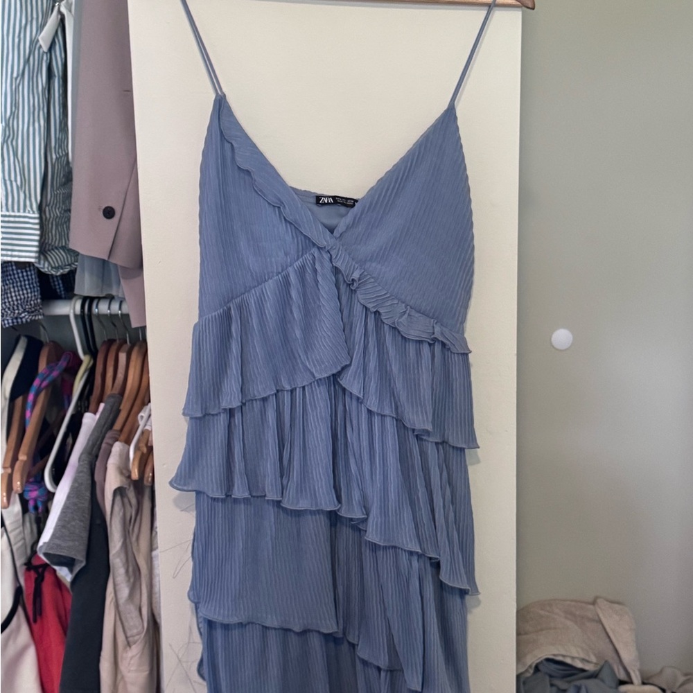 Zara Asymmetrical Blue Layered Dress